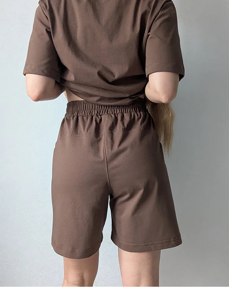 Elastic Waist Cotton Knit Shorts