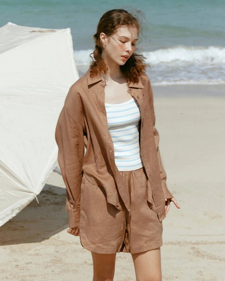 Casual Collared Single-Breasted Long-Sleeved Shirt