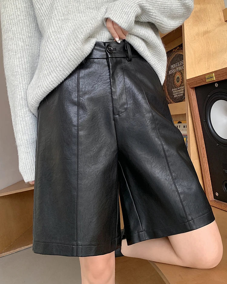 High-Waisted Wide-Leg Shorts