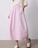 High-Waist Cocoon A-Line Midi Skirt