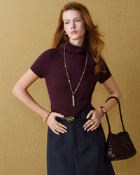 Wool Blend Mock Neck Knit Top