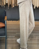 Wool Blend Hooded Zip Cardigan & Wide-Leg Pants Set