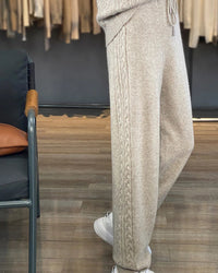 Wool Blend Hooded Zip Cardigan & Wide-Leg Pants Set
