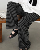 Pleated Striped Wide Leg Trousers
