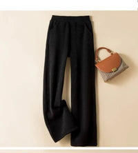 Elastic Waist Corduroy Fleece Wide leg Pants