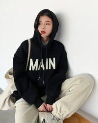 Loose Fleece Lined Hooded Pullover