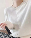 Pure Wool Round-Neck Slim Cardigan