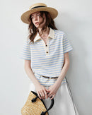 Vintage Stripe Hollow Polo Tee