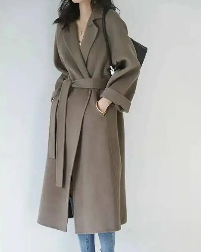 Relaxed Belted Wool Blend Coat