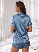 Satin Shorts Pajamas Two Piece Set