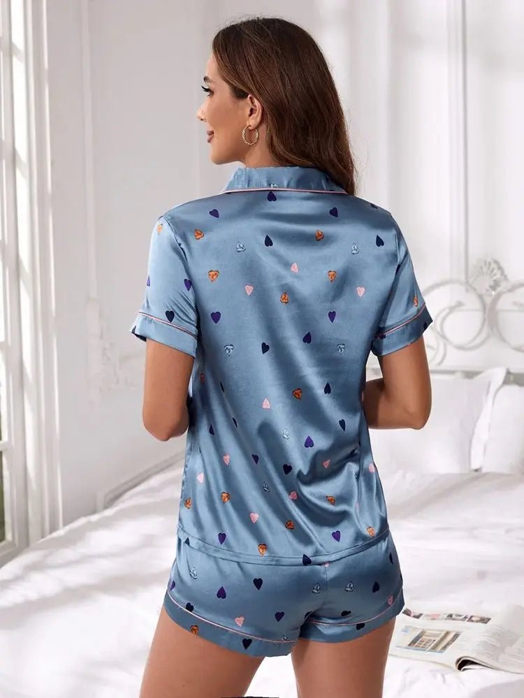 Satin Shorts Pajamas Two Piece Set