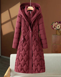 Diamond-Quilted Hooded Cotton-Padded Coat