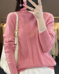 Merino Wool Turtleneck Jacquard Sweater