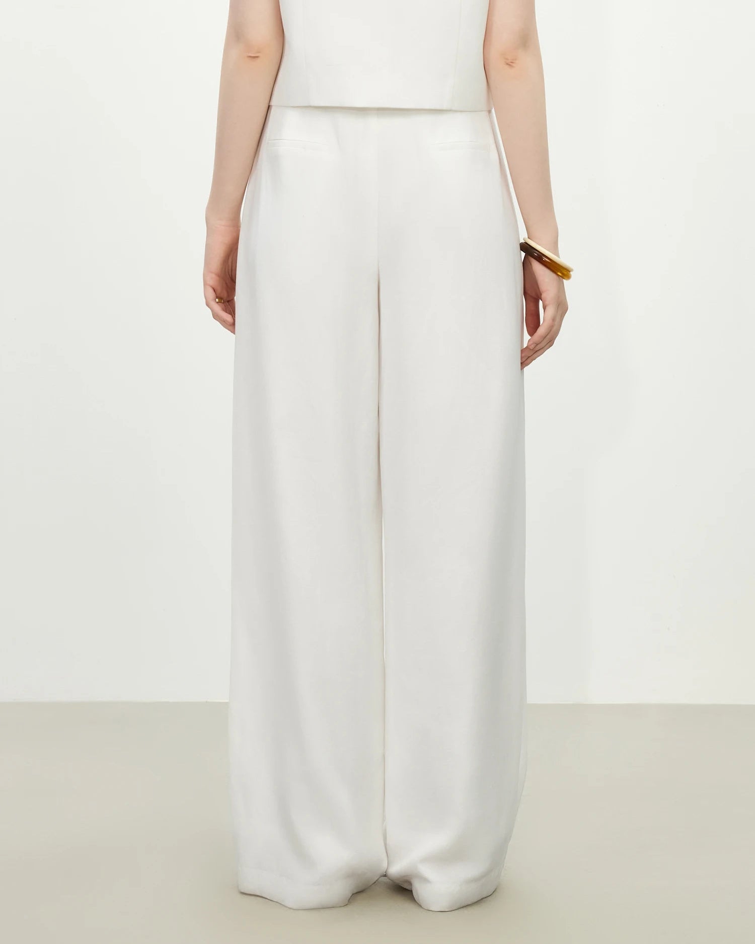 Linen Blend High-Waist Wide-Leg Pants