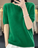 Extrafine Merino Wool Short-Sleeve Sweater