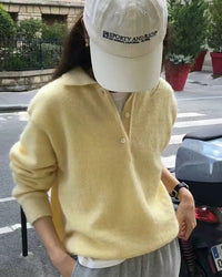 Merino Wool Polo Collar Pullover