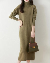 Merino Wool Turtleneck Knit Dress