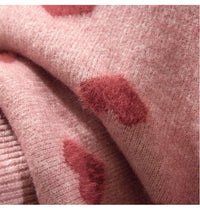 Pink Heart Winter Knitted Sweater