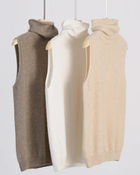 Merino Wool Turtleneck Sleeveless Sweater Vest