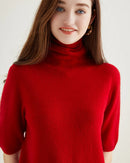Merino Wool Half-Sleeve Turtleneck