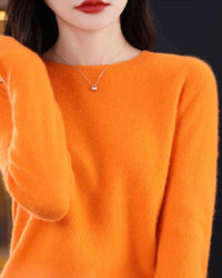 Wool Crew Neck Long-Sleeved Pullover Sweater