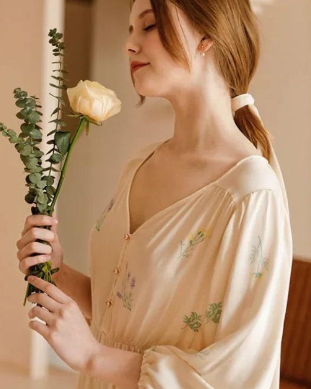 Printed Sweet Satin Sleep Dress