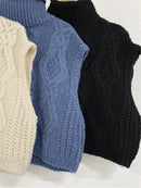 Half High Collar Vintage Vest Sweater