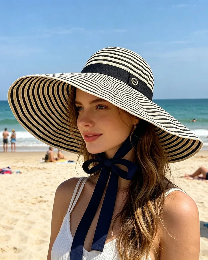 Striped Oversized Foldable Sun Hat