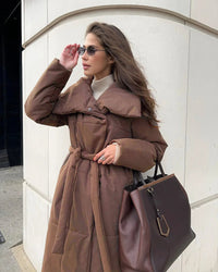 Belted Quilted Long Puffer Coat
