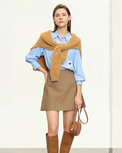 Casual High-Waisted Suit A-Line Skirt