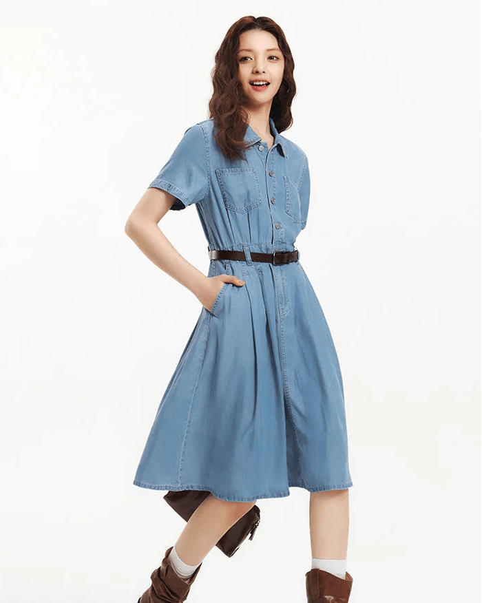 Casual And Stylish Fitted Button Denim Dress