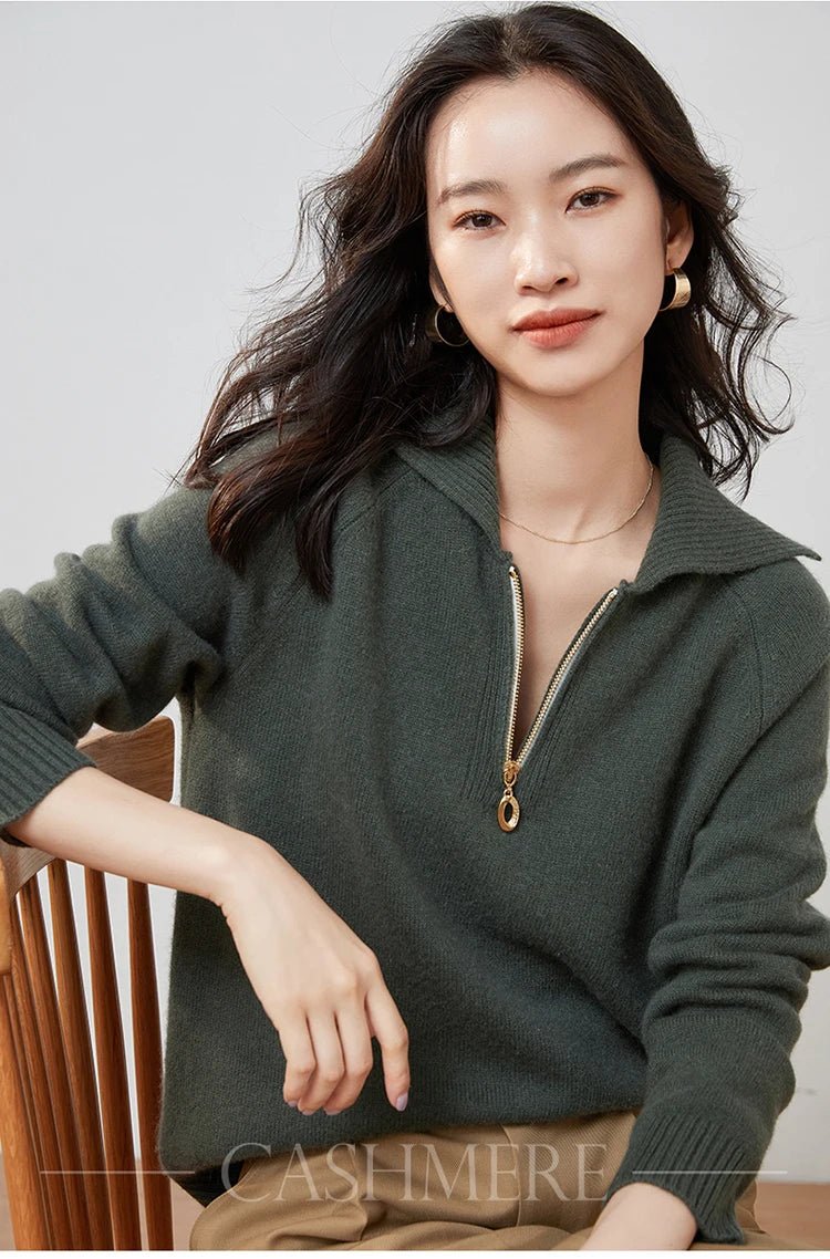 Pure Cashmere Half-zip Collar Jumper
