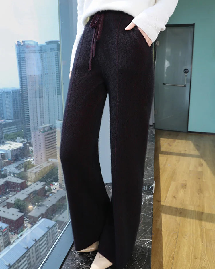Cashmere Knit Wide Leg Pants