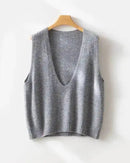 Wool Knit Sleeveless V-Neck Vest
