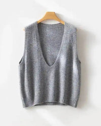 Wool Knit Sleeveless V-Neck Vest