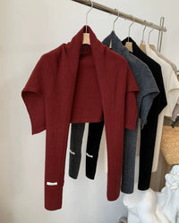 Knit Wool T-Shape Shawl Scarf