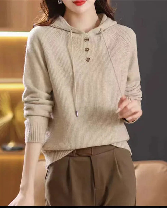 Hooded Knit Pullover Sweater