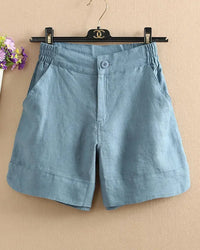 Cotton Linen Wide-Leg Harem Shorts