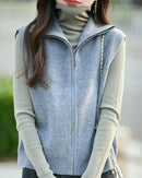High-Neck Merino Wool Zip Vest
