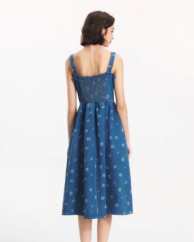 New Full-Print Refreshing Denim Maxi Dress