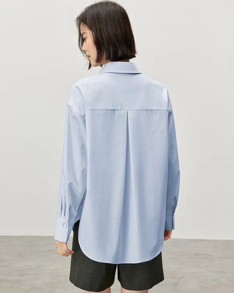 Simple Loose-Fitting Drop-Shoulder Long-Sleeved Shirt