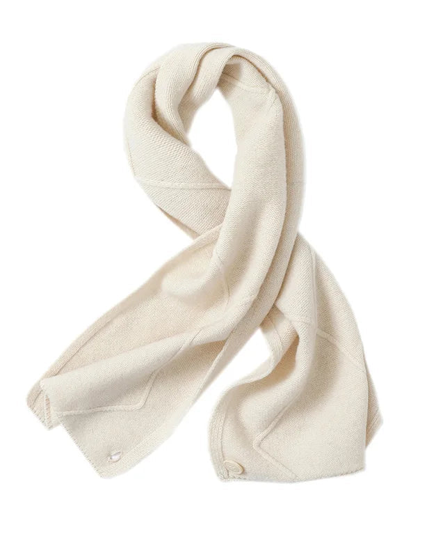 Merino Wool Jacquard Twist Button Neck Scarf