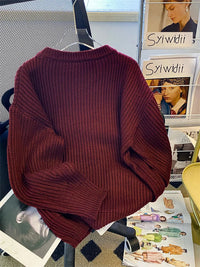 Round-Neck Oversized Knitted Pullover