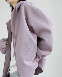 Long Zip-Up Cotton Blend Hoodie