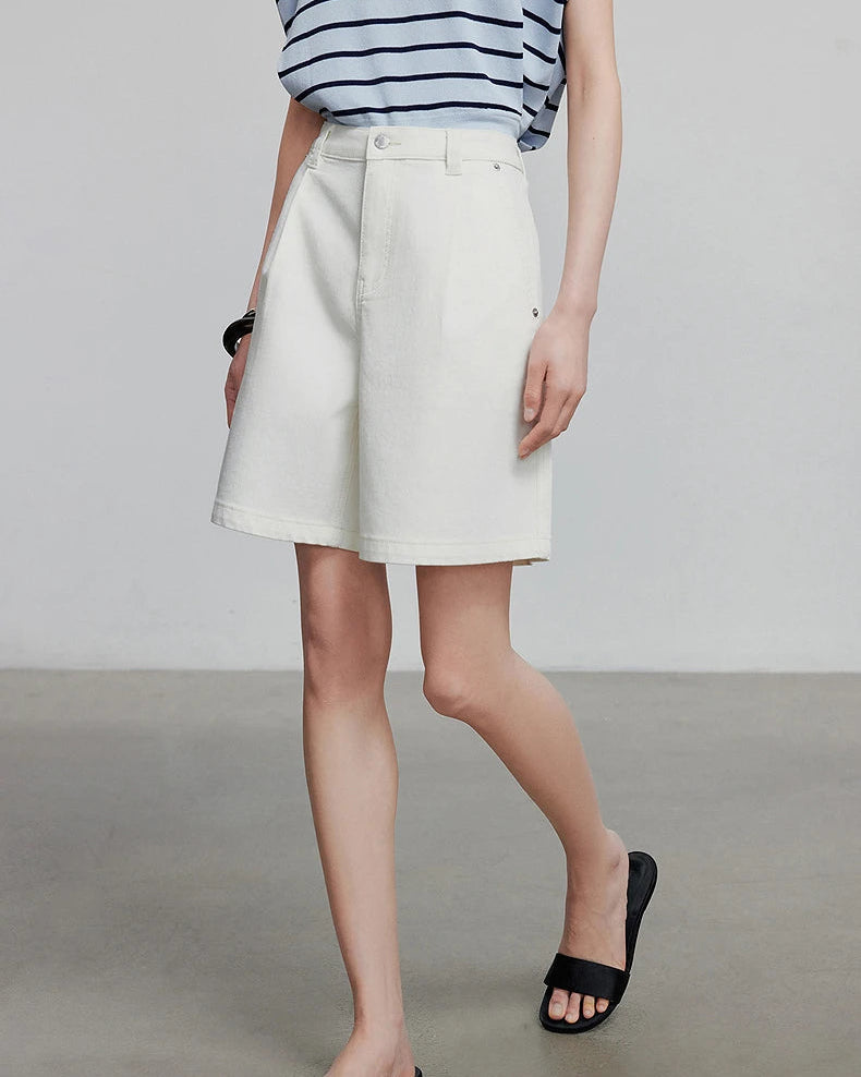 Wide-Leg Denim Shorts