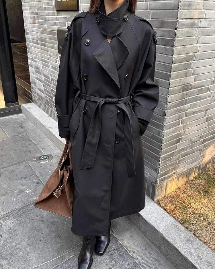Double Breasted Longline Trench Coat