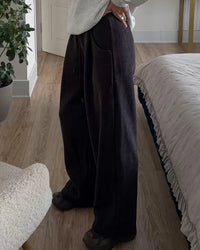 High-Rise Straight Corduroy Casual Pants