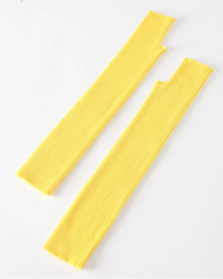 Wool Blend Knit Long Arm Warmers