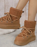 Lace-Up Flannel Mid-Calf Snow Boots