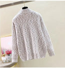 Elk printed Mink Velvet Mock Neck Sweater